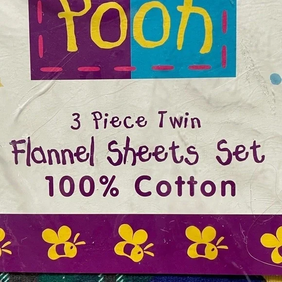 Vintage Disney Pooh Flannel Sheet Set 3 Piece